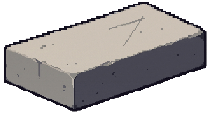 An isometric pixel-art sharpening stone